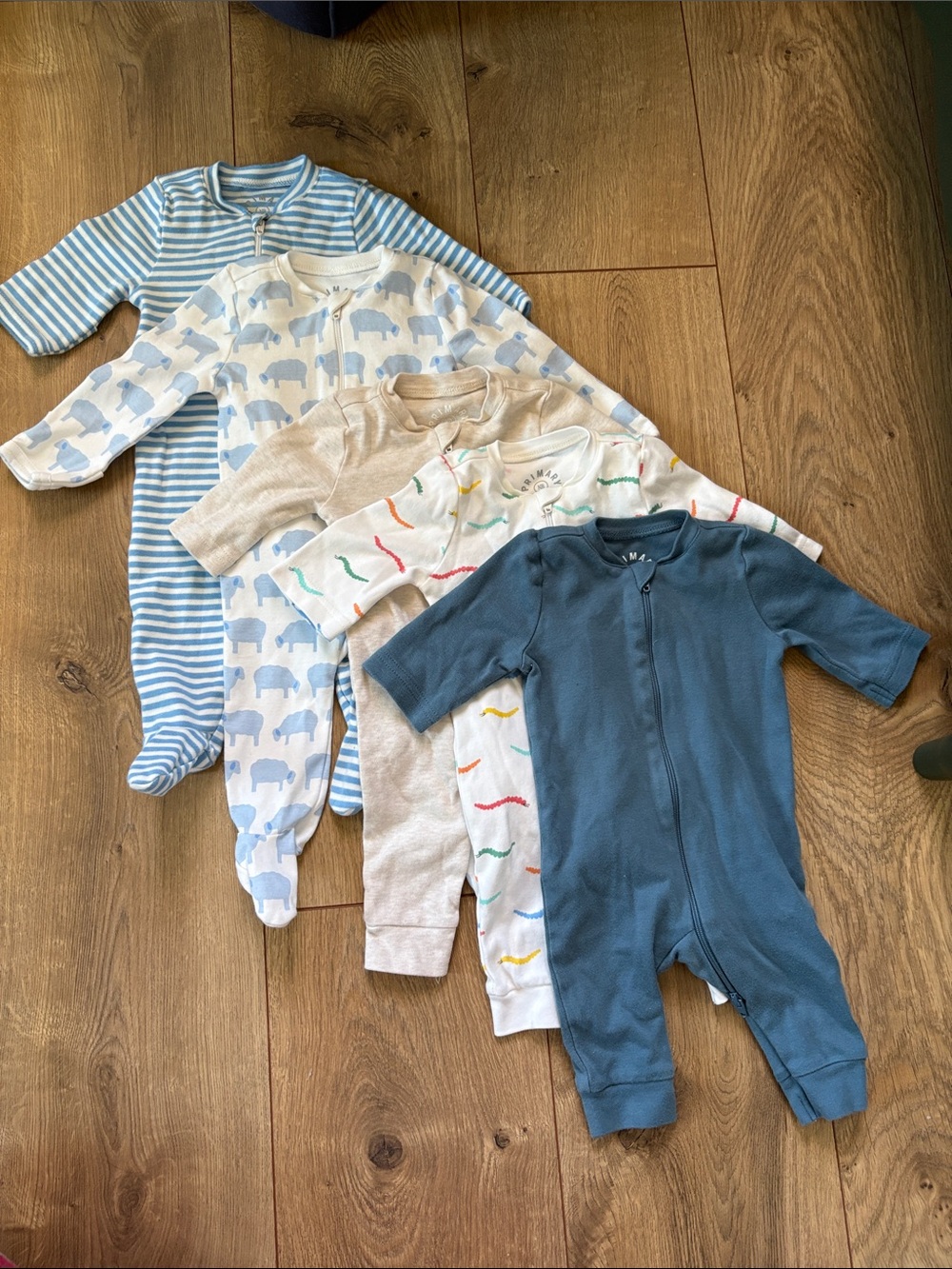 5 PRIMARY baby newborn onesies